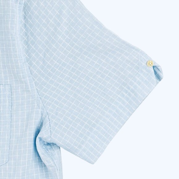 Ben Sherman Men's Plaid Short Sleeve Blue Shirt Size Small Textured Slub NWT - Picture 5 of 12